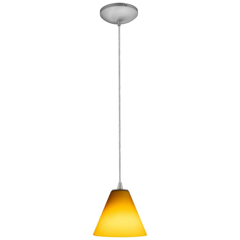 Image 2 Martini - E26 LED Cord Pendant - Brushed Steel Finish - Amber Glass more views