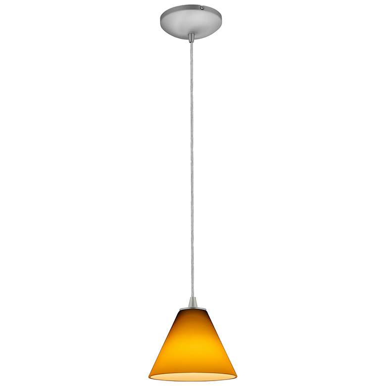 Image 3 Martini - E26 LED Cord Pendant - Brushed Steel Finish - Amber Glass more views
