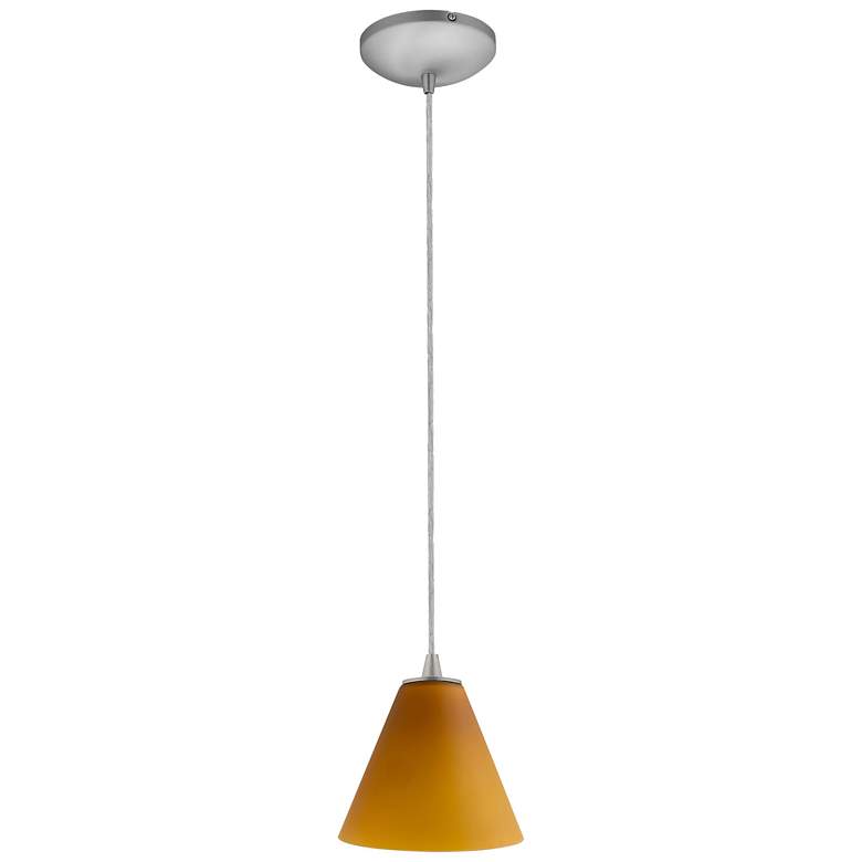 Image 5 Martini - E26 LED Cord Pendant - Brushed Steel Finish - Amber Glass more views