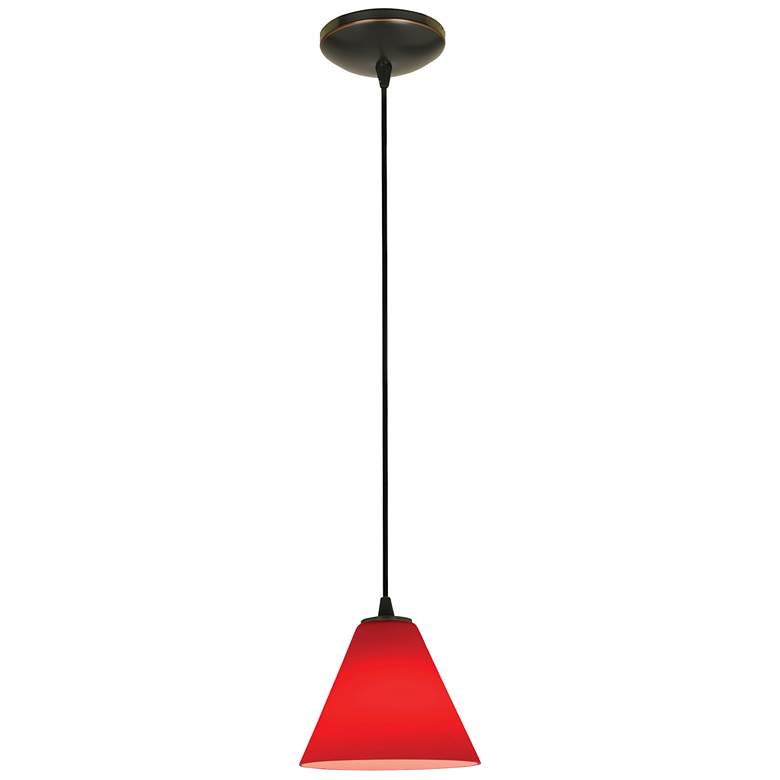 Image 1 Martini - E26 LED Cord Pendant - Oil Rubbed Bronze Finish - Red Glass