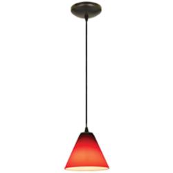 Martini - E26 LED Cord Pendant - Oil Rubbed Bronze Finish - Red Glass