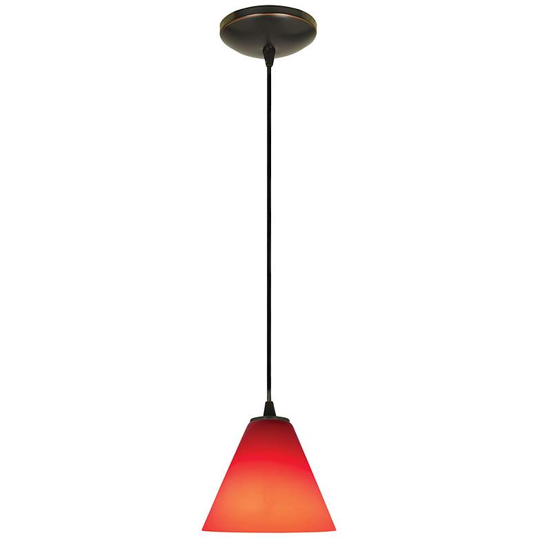 Image 2 Martini - E26 LED Cord Pendant - Oil Rubbed Bronze Finish - Red Glass more views