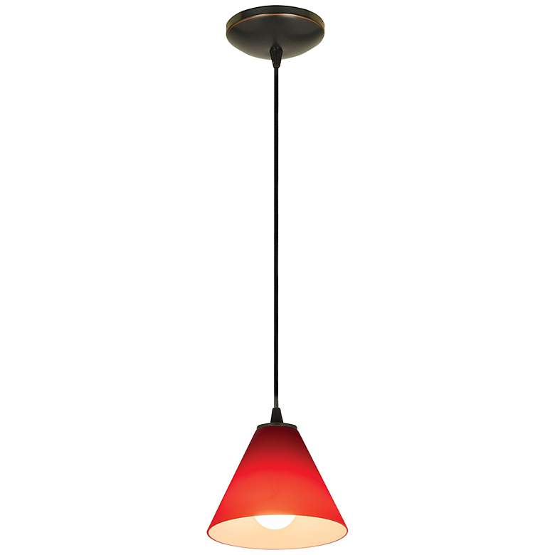 Image 3 Martini - E26 LED Cord Pendant - Oil Rubbed Bronze Finish - Red Glass more views