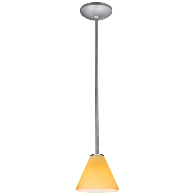 Image 1 Martini - E26 LED Rod Pendant - Brushed Steel Finish - Amber Glass