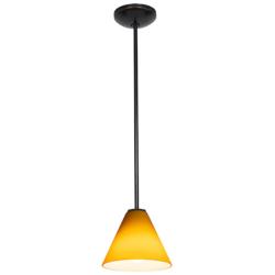 Martini - E26 LED Rod Pendant - Oil Rubbed Bronze Finish - Amber Glass