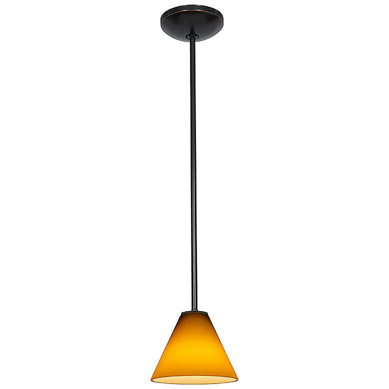 Image 3 Martini - E26 LED Rod Pendant - Oil Rubbed Bronze Finish - Amber Glass more views