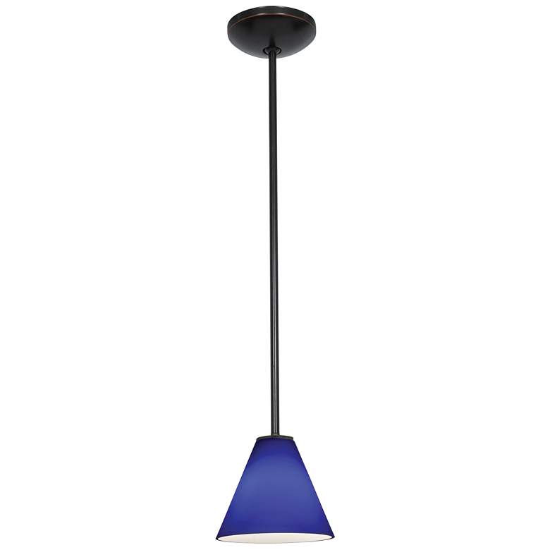 Image 1 Martini - E26 LED Rod Pendant - Oil Rubbed Bronze Finish - Cobalt Glass