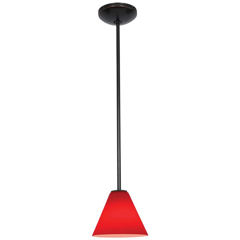 Image 1 Martini - E26 LED Rod Pendant - Oil Rubbed Bronze Finish - Red Glass