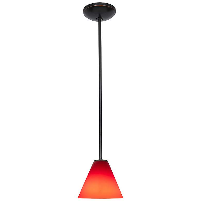 Image 2 Martini - E26 LED Rod Pendant - Oil Rubbed Bronze Finish - Red Glass more views