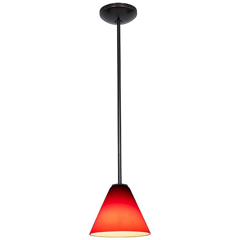 Image 3 Martini - E26 LED Rod Pendant - Oil Rubbed Bronze Finish - Red Glass more views