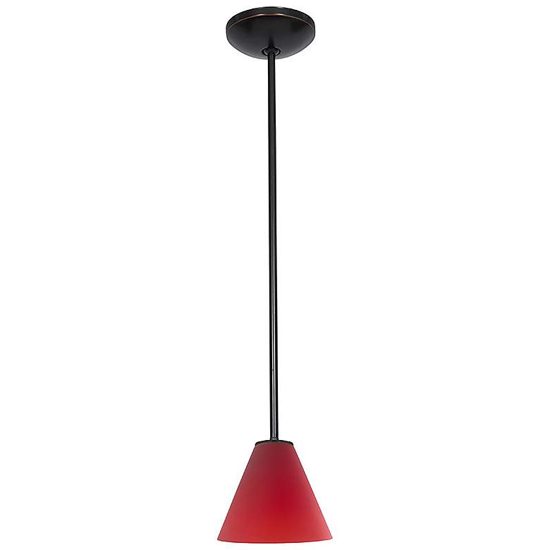Image 4 Martini - E26 LED Rod Pendant - Oil Rubbed Bronze Finish - Red Glass more views