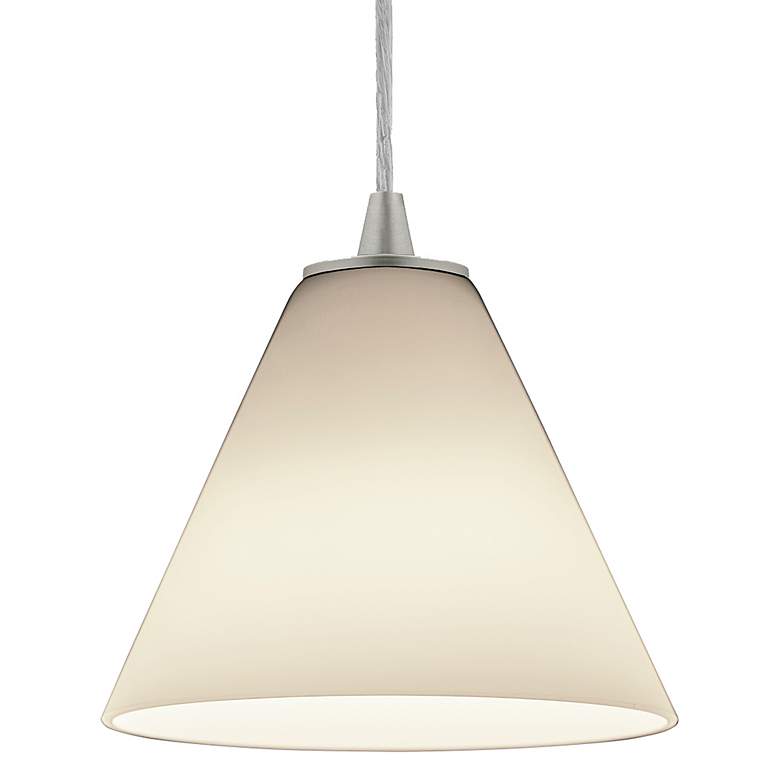 Image 4 Martini - Glass Pendant - Cord - Brushed Steel Finish - White Glass more views