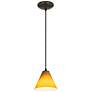 1_Martini - Glass Pendant - Cord - Oil Rubbed Bronze Finish - Amber Glass