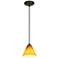 Martini - Glass Pendant - Cord - Oil Rubbed Bronze Finish - Amber Glass