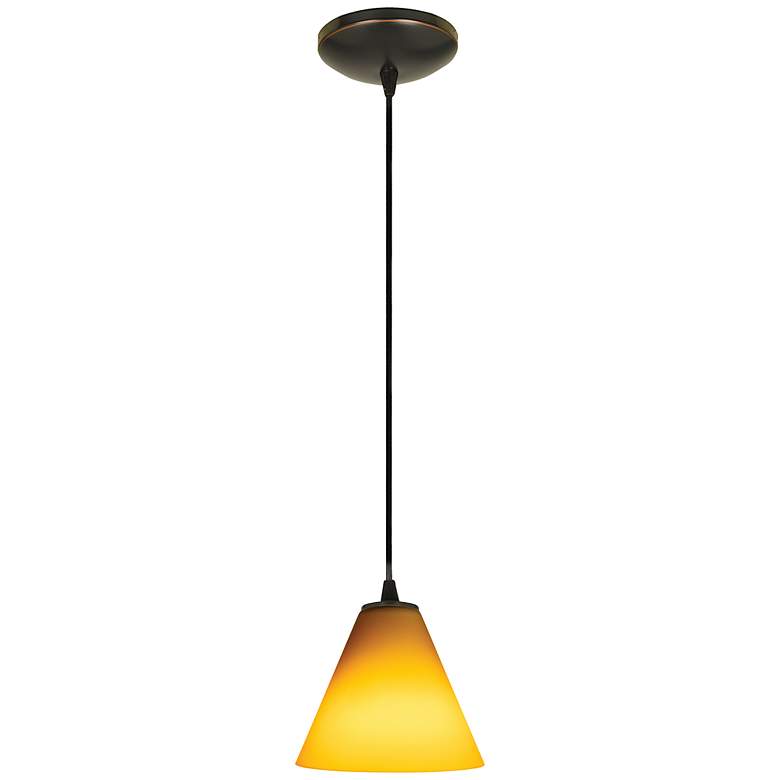 Image 2 Martini - Glass Pendant - Cord - Oil Rubbed Bronze Finish - Amber Glass more views