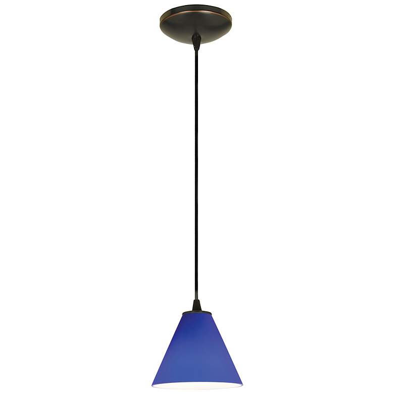 Image 1 Martini - Glass Pendant - Cord - Oil Rubbed Bronze Finish - Cobalt Glass