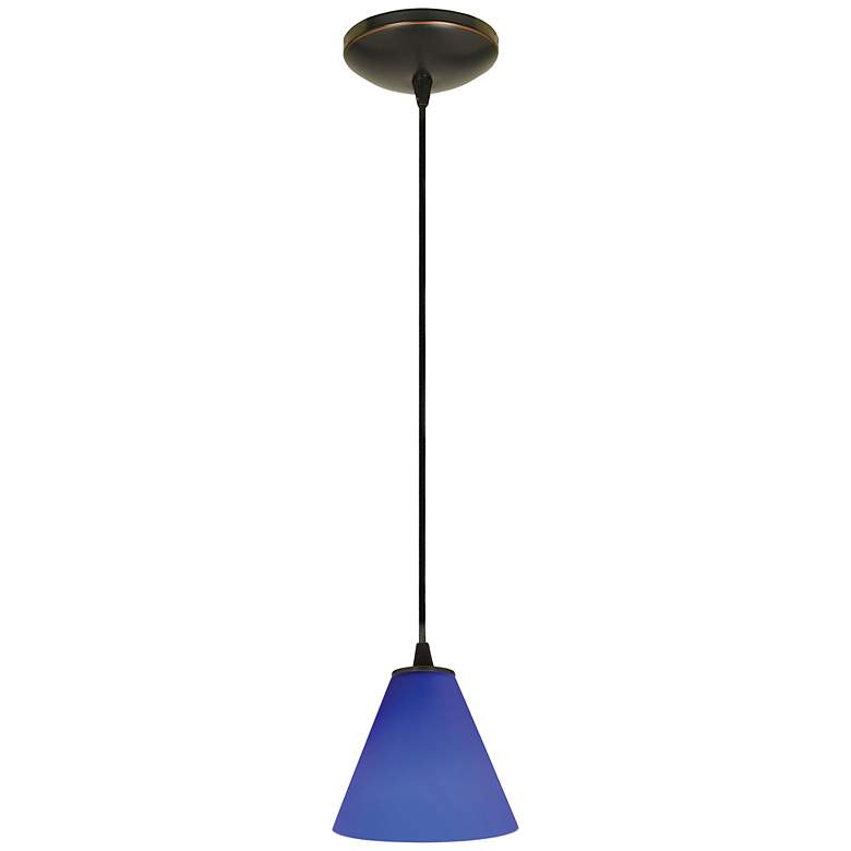 Image 2 Martini - Glass Pendant - Cord - Oil Rubbed Bronze Finish - Cobalt Glass more views