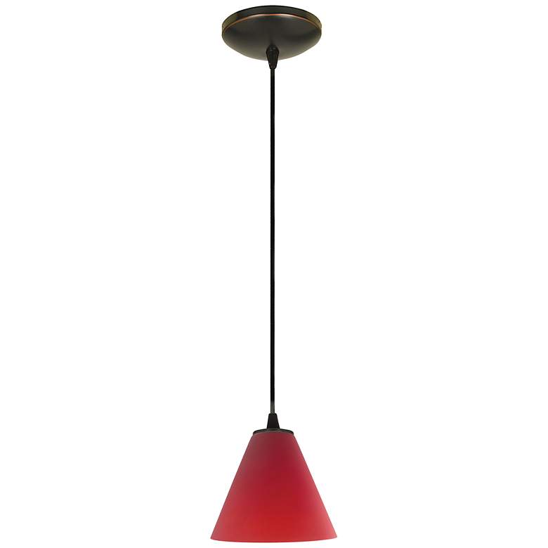 Image 3 Martini - Glass Pendant - Cord - Oil Rubbed Bronze Finish - Red Glass more views