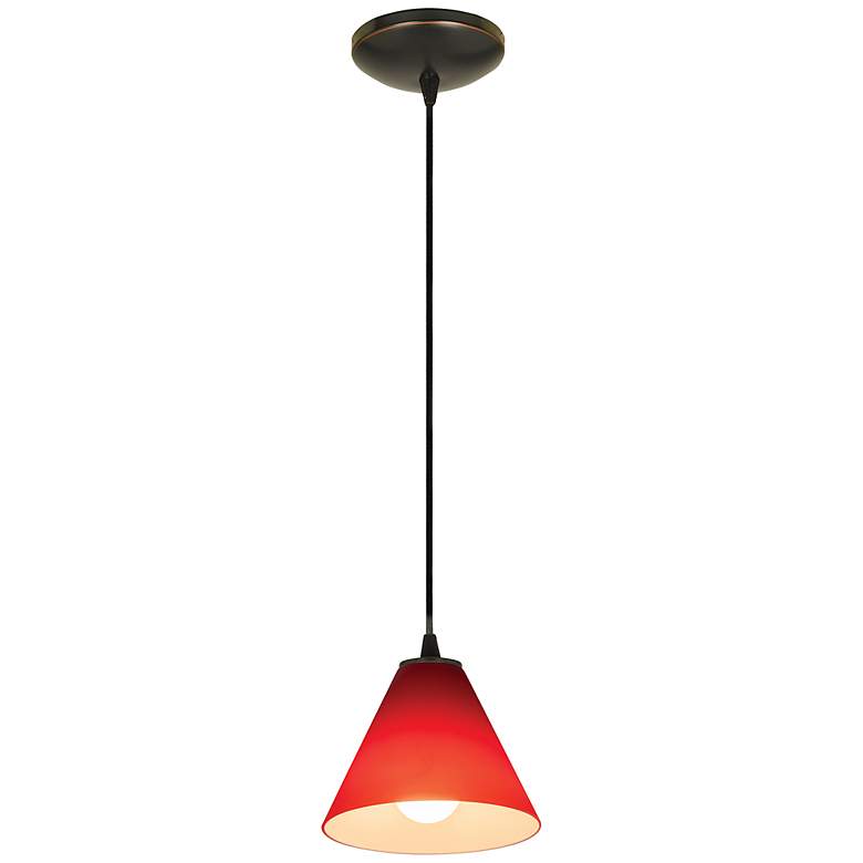 Image 4 Martini - Glass Pendant - Cord - Oil Rubbed Bronze Finish - Red Glass more views