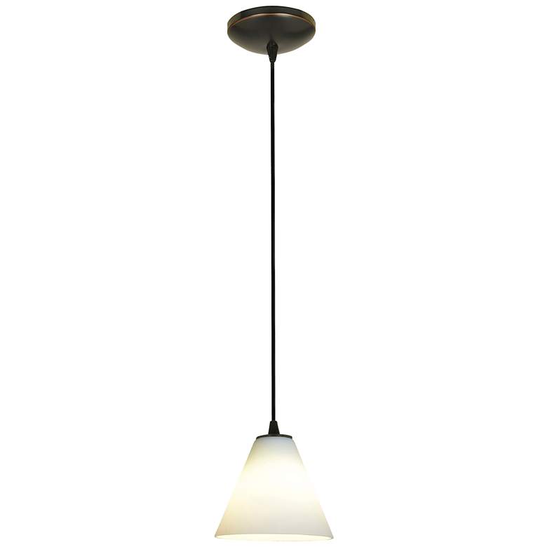 Image 1 Martini - Glass Pendant - Cord - Oil Rubbed Bronze Finish - White Glass