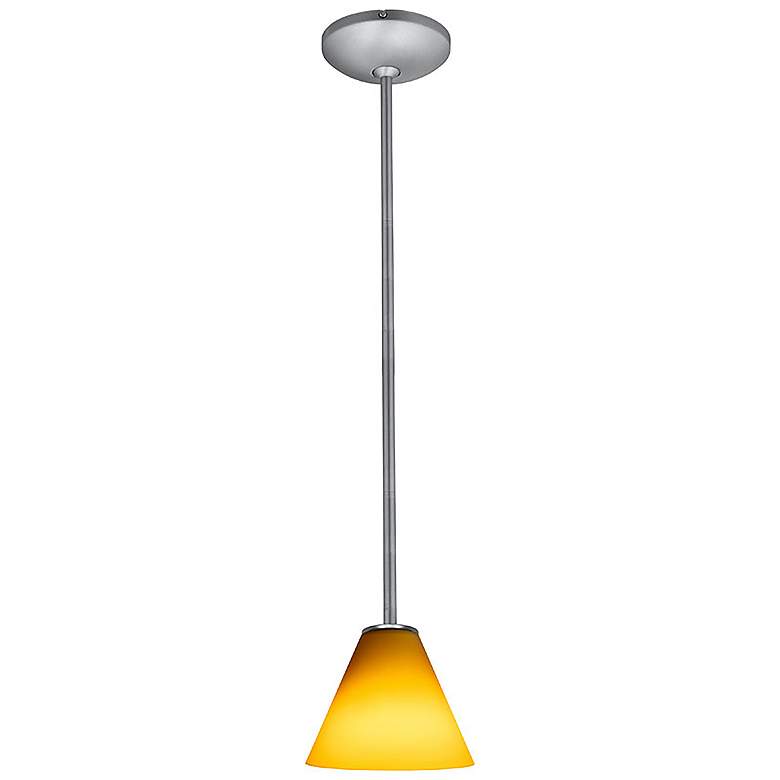 Image 2 Martini - Glass Pendant - Rods - Brushed Steel Finish - Amber Glass more views