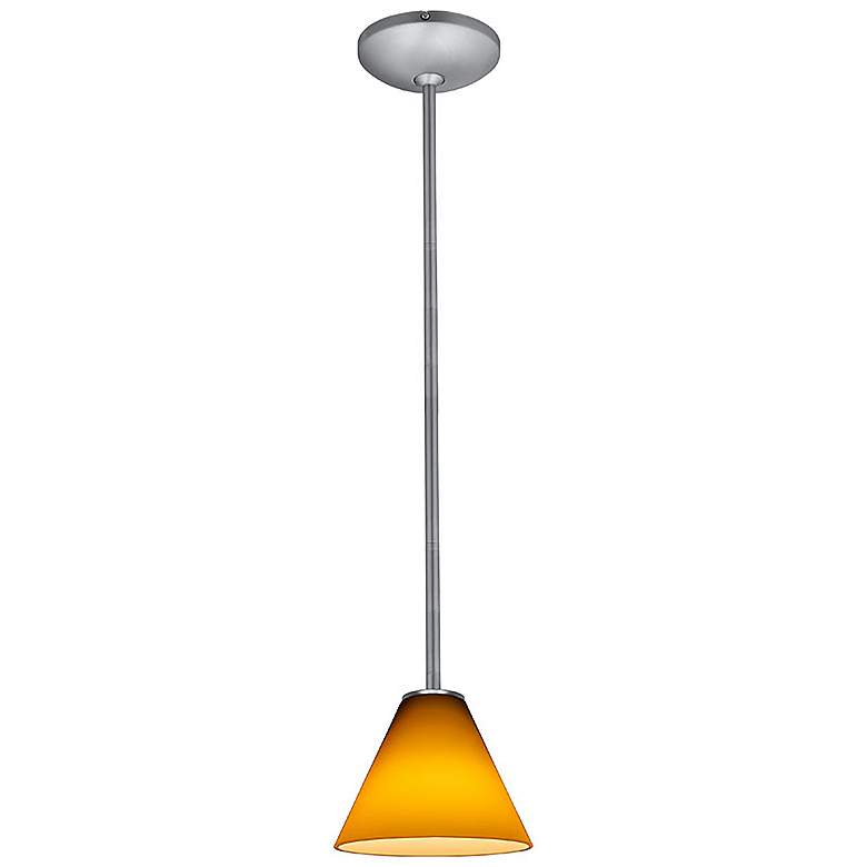 Image 3 Martini - Glass Pendant - Rods - Brushed Steel Finish - Amber Glass more views