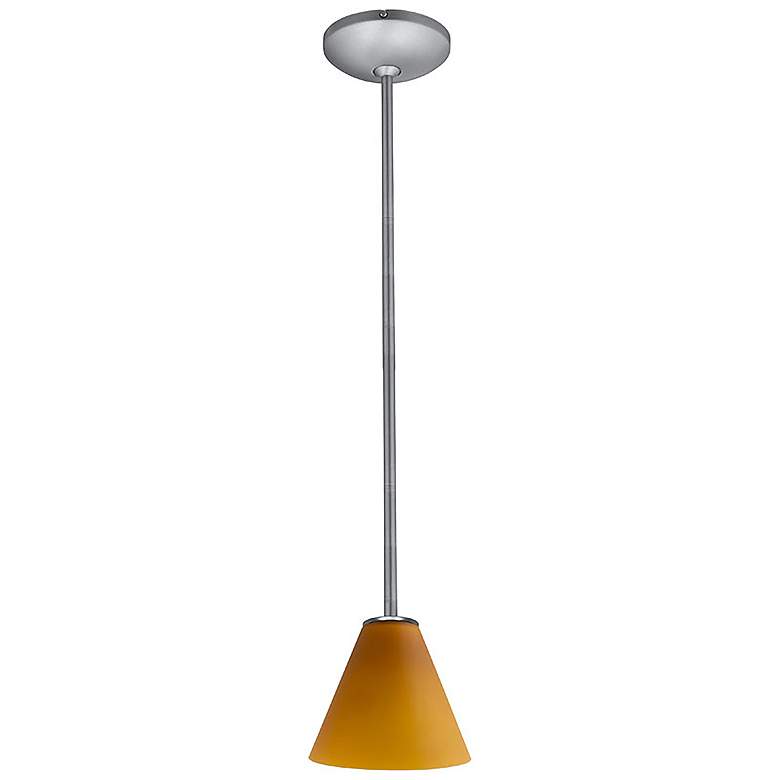 Image 4 Martini - Glass Pendant - Rods - Brushed Steel Finish - Amber Glass more views