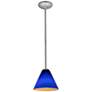 Thumbnail3 of Martini - Glass Pendant - Rods - Brushed Steel Finish - Cobalt Glass more views