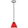 Martini - Glass Pendant - Rods - Brushed Steel Finish - Red Glass