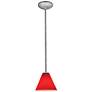 Martini - Glass Pendant - Rods - Brushed Steel Finish - Red Glass