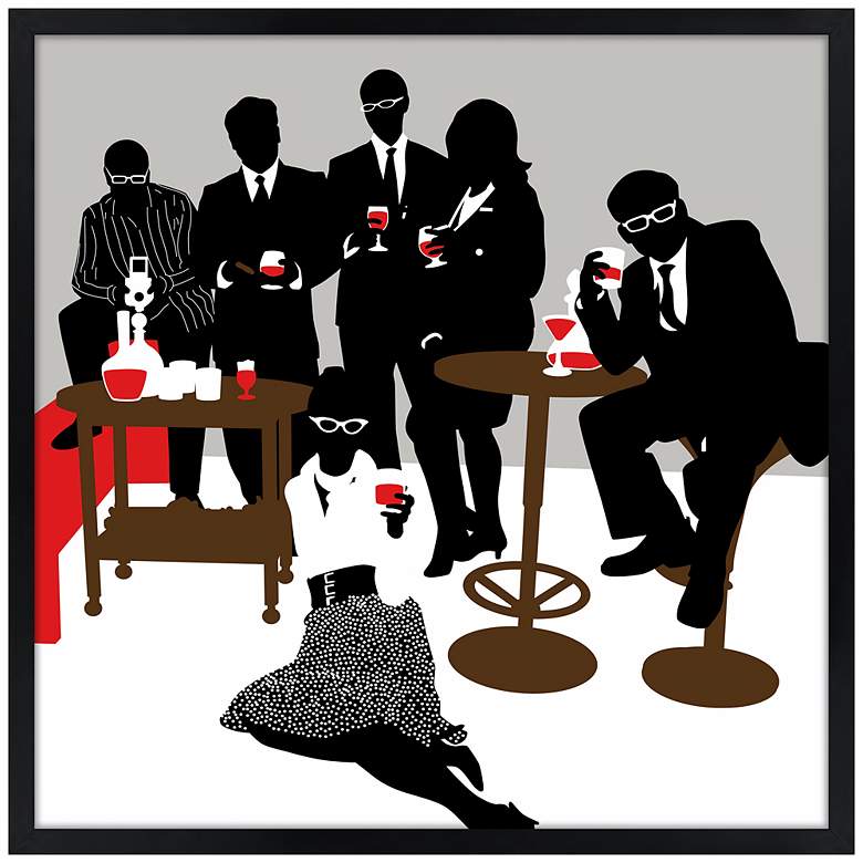 Image 1 Martini Lunch 21" Square Black Giclee Wall Art