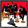 Martini Lunch Red 21" Square Black Giclee Wall Art