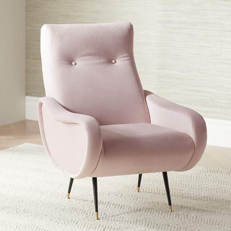 Image 1 Martini Pink Velvet Tufted High-Back Armchair