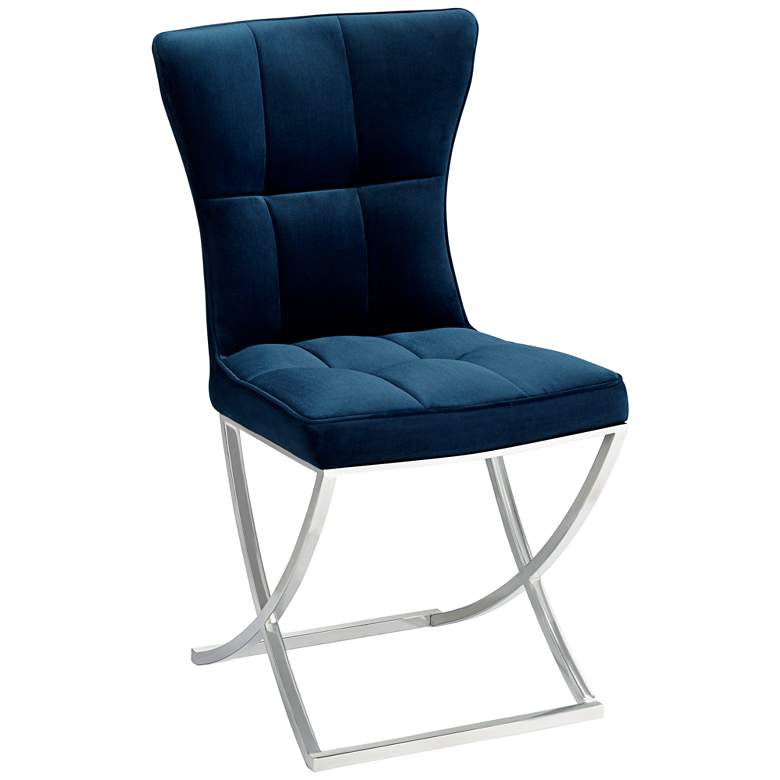 Image 1 Martino Blue Fabric Modern Dining Chair by 55 Downing Street