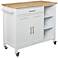 Martinville 42" Wide White and Natural Kitchen Island Cart