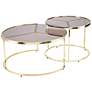 Martley Brass Smoked Glass Nesting Cocktail Tables Set of 2