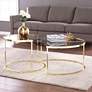 Martley Brass Smoked Glass Nesting Cocktail Tables Set of 2