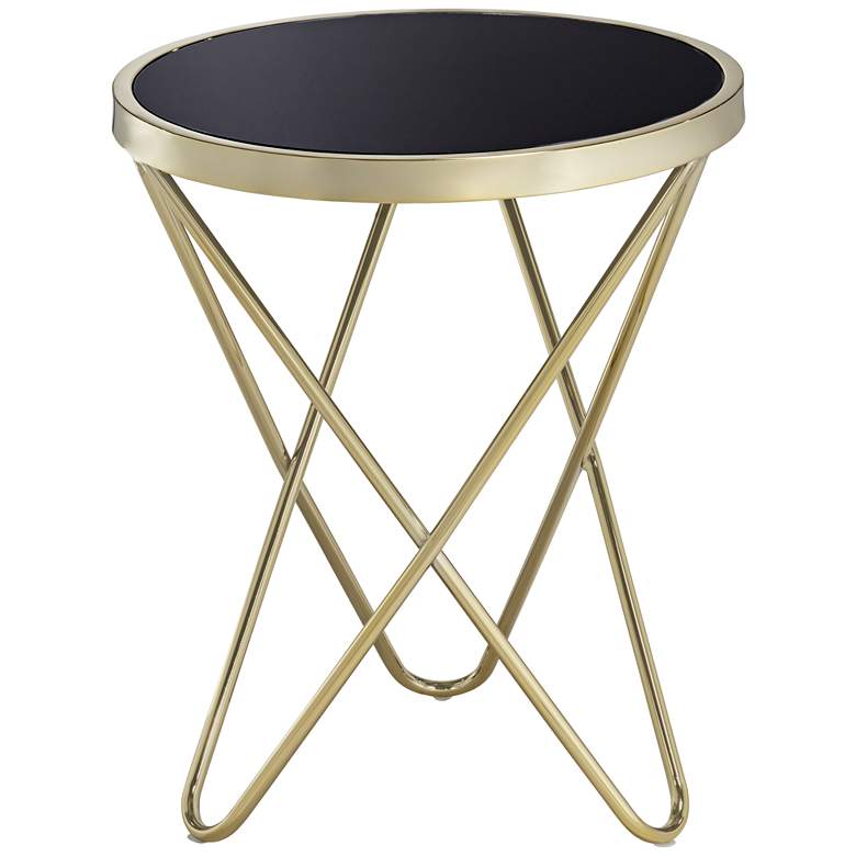 Image 3 Marty 17 1/2 inch Wide Gold and Black Hairpin End Table