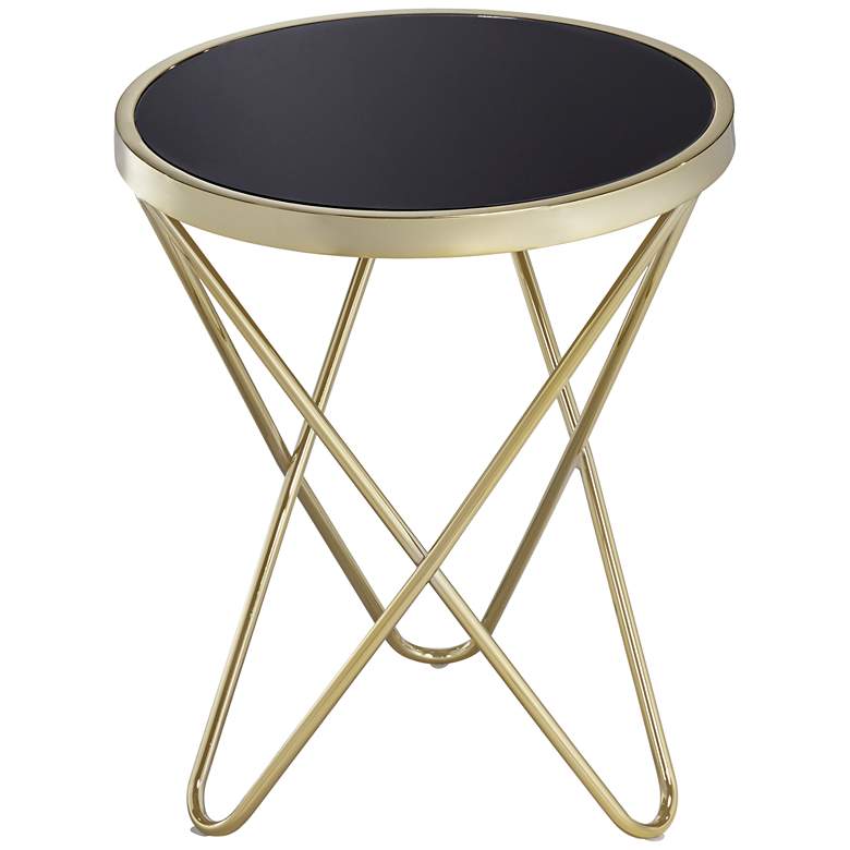 Image 6 Marty 17 1/2 inch Wide Gold and Black Hairpin End Table more views