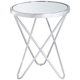 Image2 of Marty 17 1/2" Wide Silver Mirrored Hairpin End Table