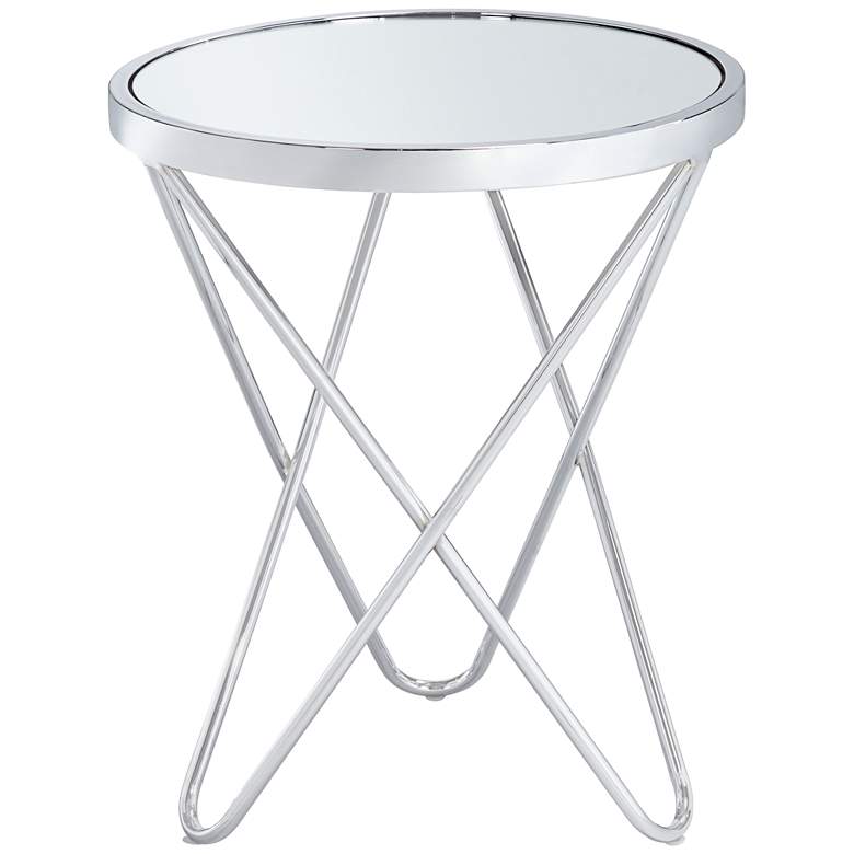 Image 2 Marty 17 1/2" Wide Silver Mirrored Hairpin End Table