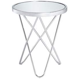 Image4 of Marty 17 1/2" Wide Silver Mirrored Hairpin End Table more views