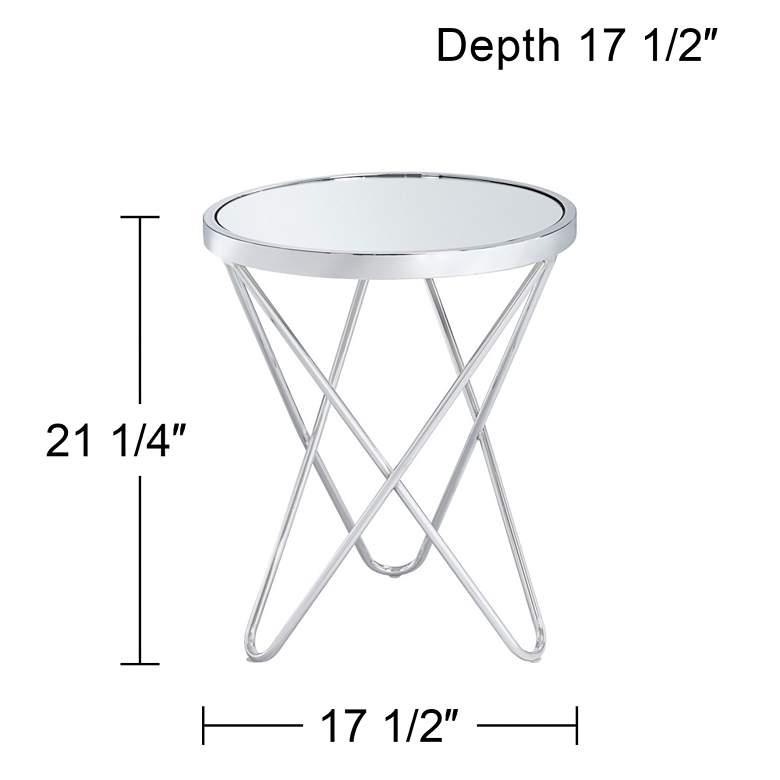 Image 6 Marty 17 1/2" Wide Silver Mirrored Hairpin End Table more views