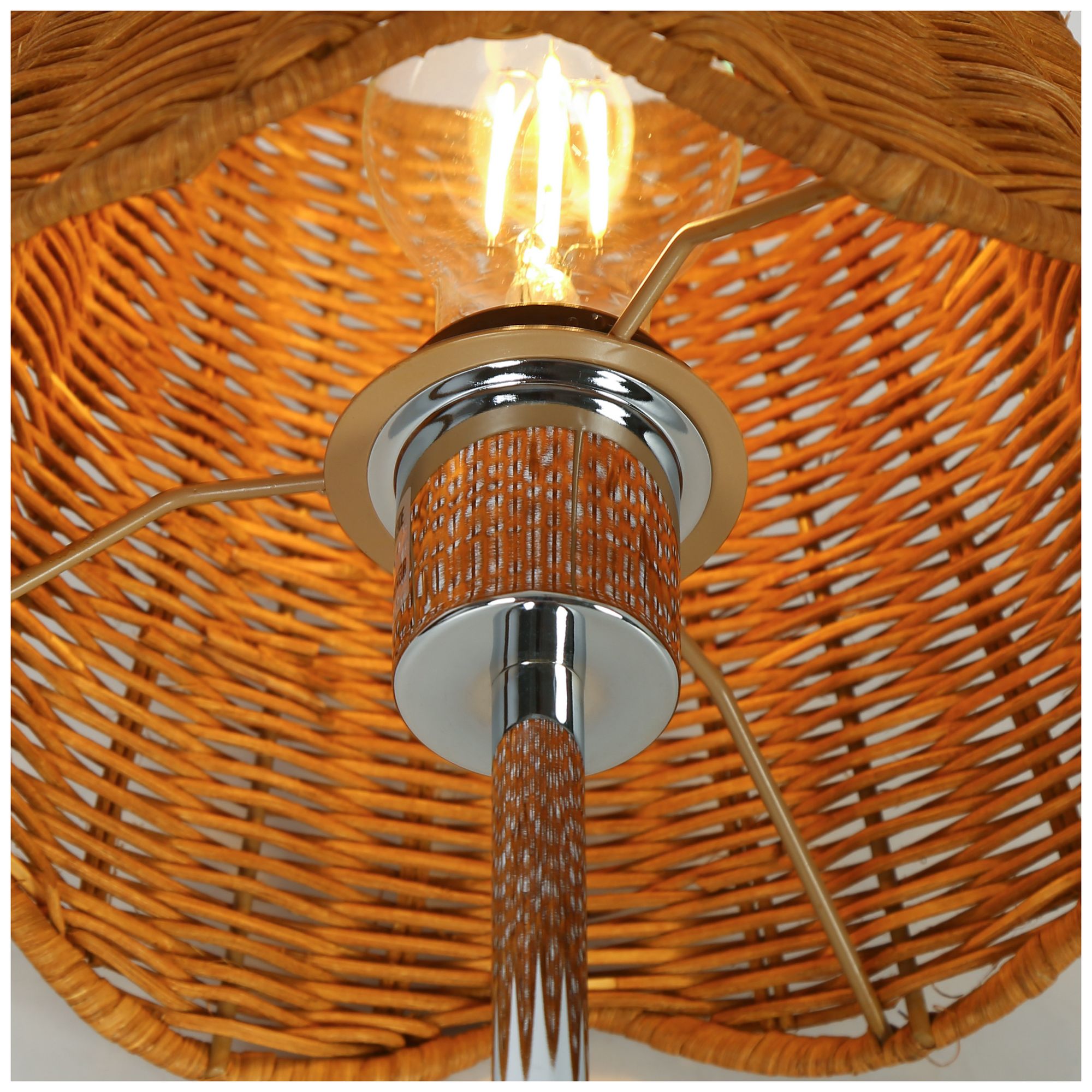 Image 3 Marven Modern Coastal 20.1" Table Lamp Woven Rattan Shade Chrome Metal Base more views