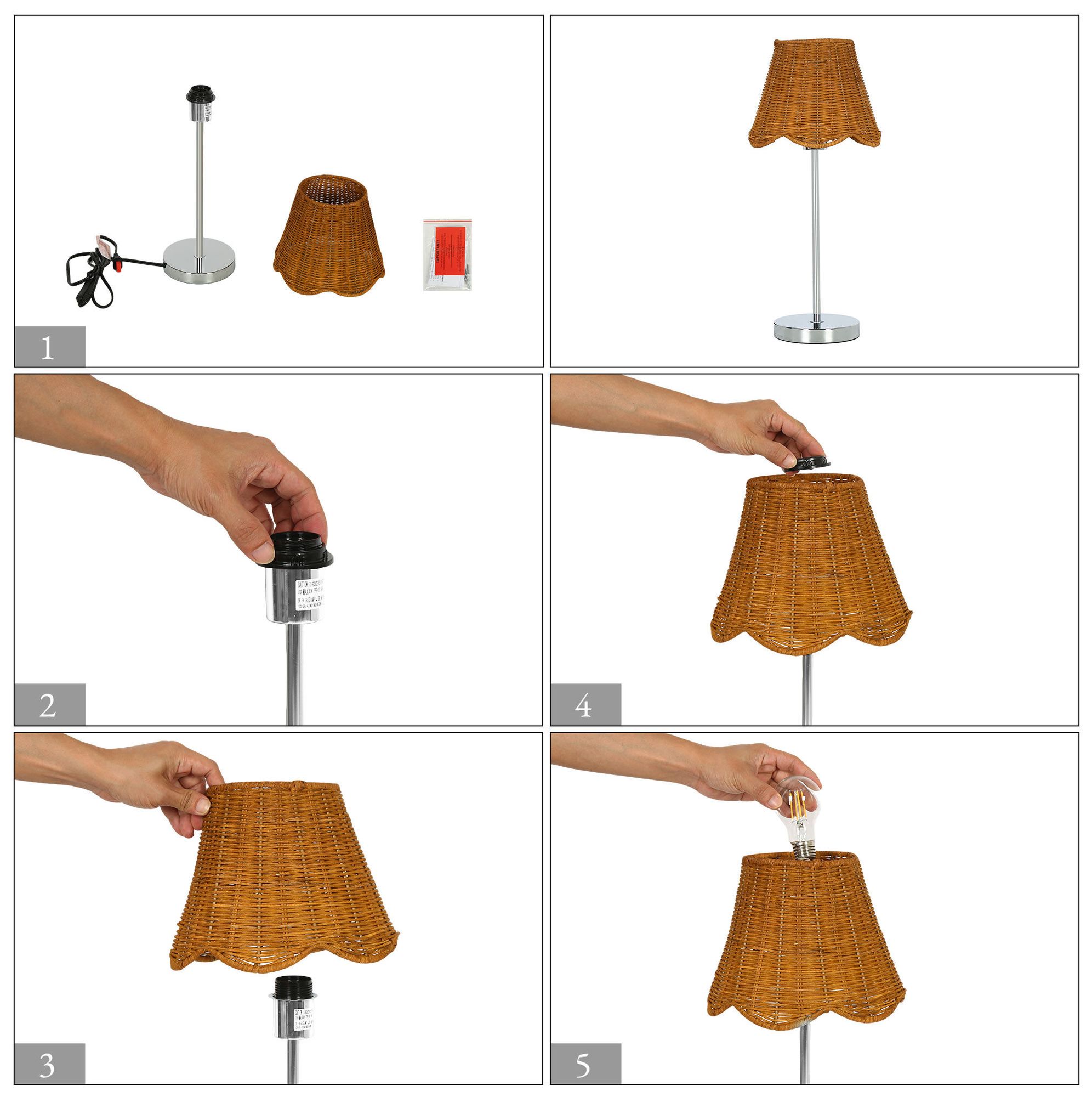 Image 4 Marven Modern Coastal 20.1" Table Lamp Woven Rattan Shade Chrome Metal Base more views