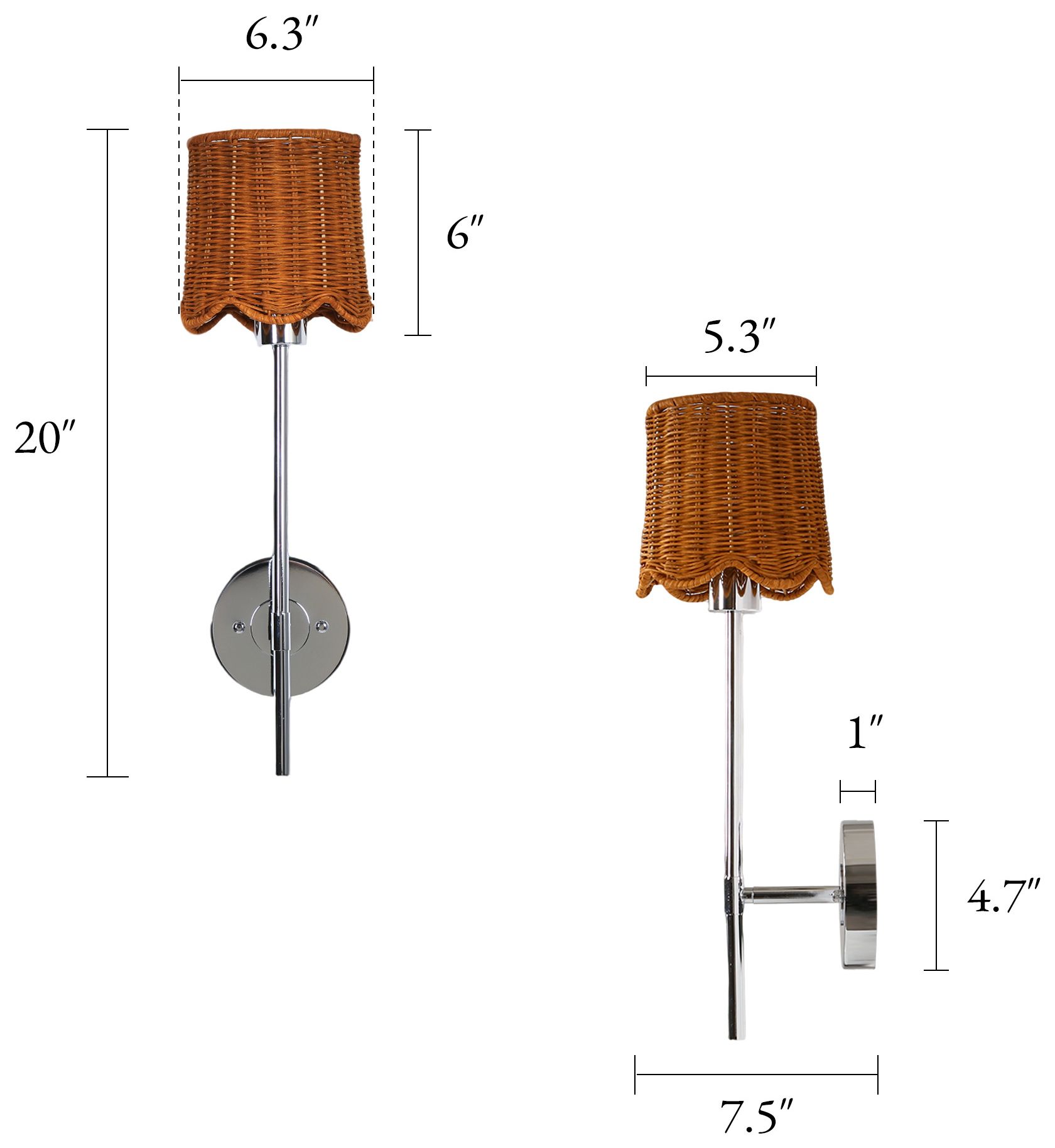 Image 2 Marven Modern Coastal 20" Wall Sconce Natural Woven Rattan Shade more views