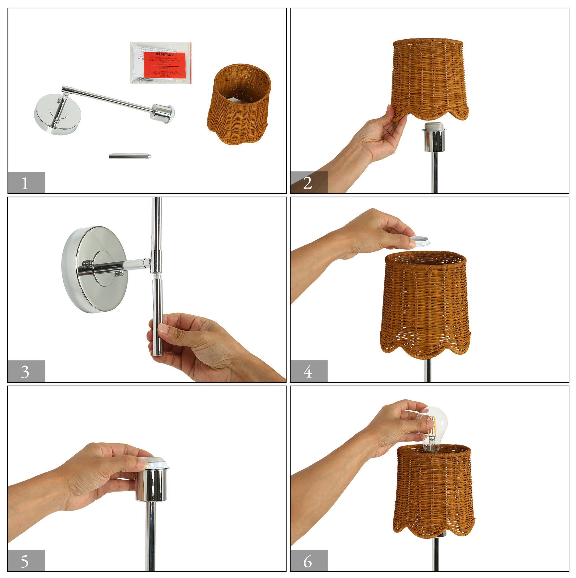 Image 4 Marven Modern Coastal 20" Wall Sconce Natural Woven Rattan Shade more views