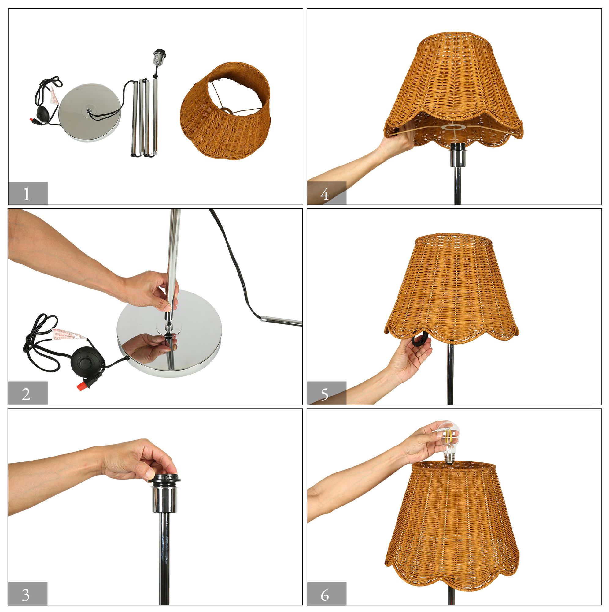 Image 4 Marven Modern Coastal 61" Floor Lamp Natural Woven Rattan Shade more views