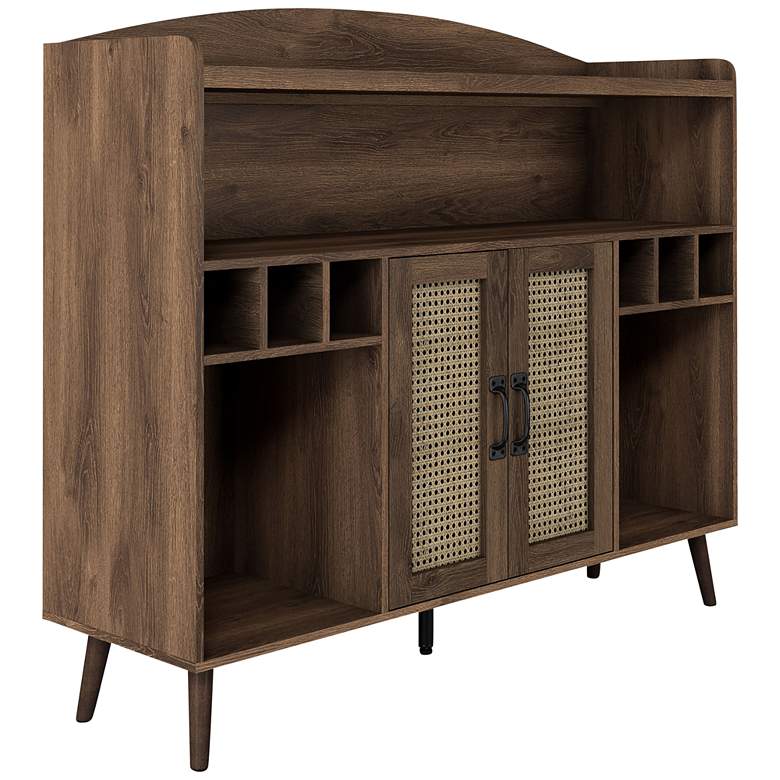Image 1 Marvolo 47 1/4"W Walnut 2-Door Bar Cabinet with Wine Storage