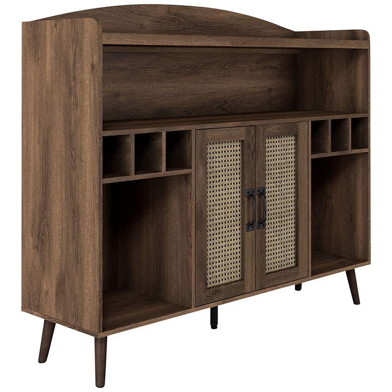 Image 1 Marvolo 47 1/4 inchW Walnut 2-Door Bar Cabinet with Wine Storage